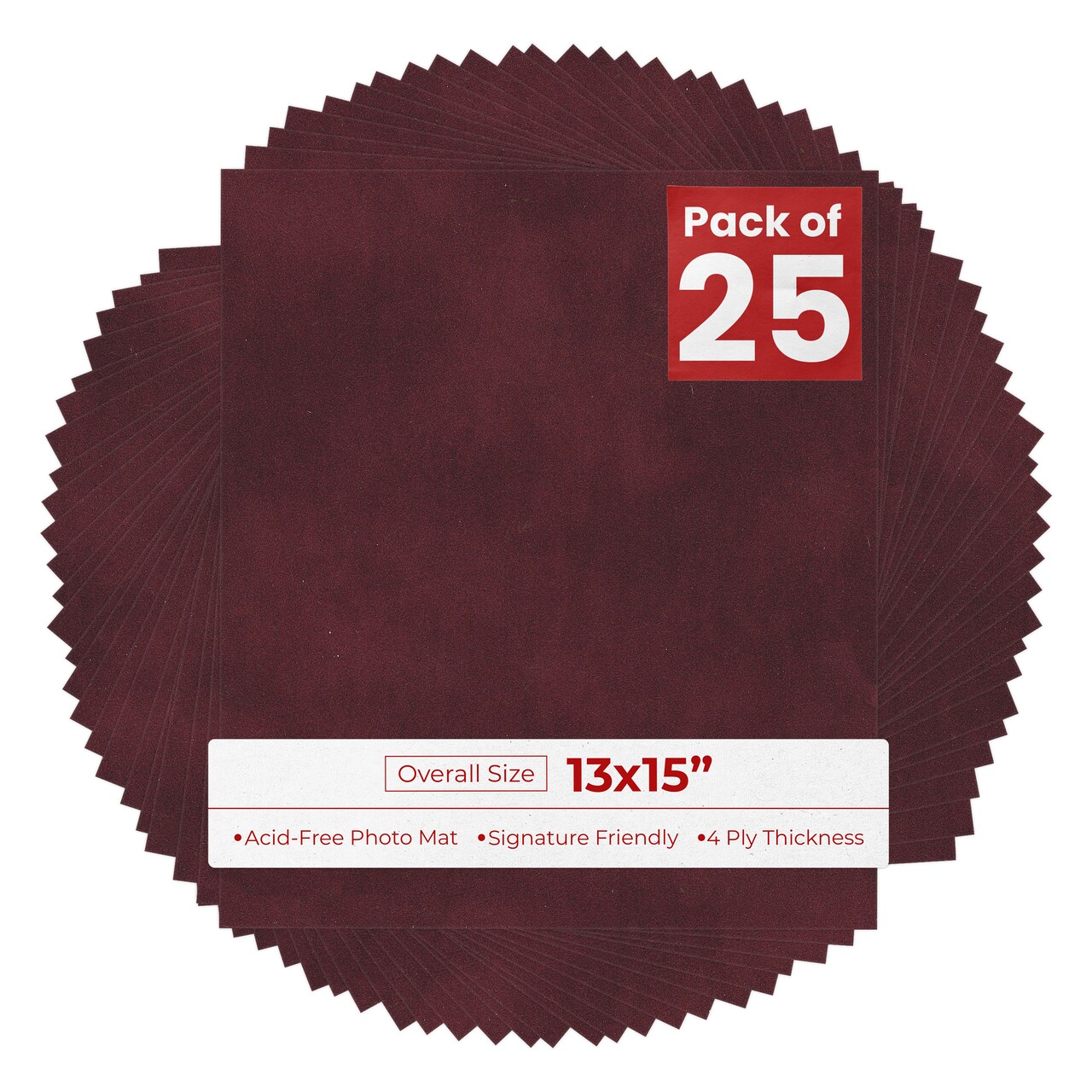 Dark Red Suede 13x15 Uncut Mat Board - Blank Sheets, No Opening